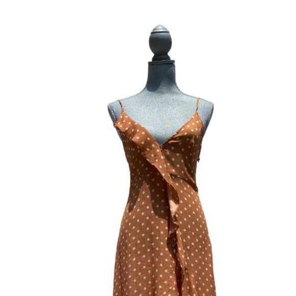 Polka Dot Ruffle Spaghetti Strap Maxi Dress - Picture 2 of 12